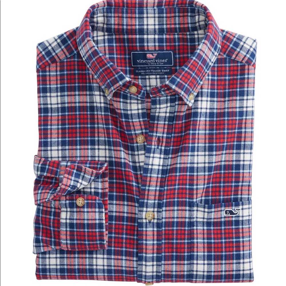 Vineyard Vines Tower Ridge Whale Shirt in Calypso Red.